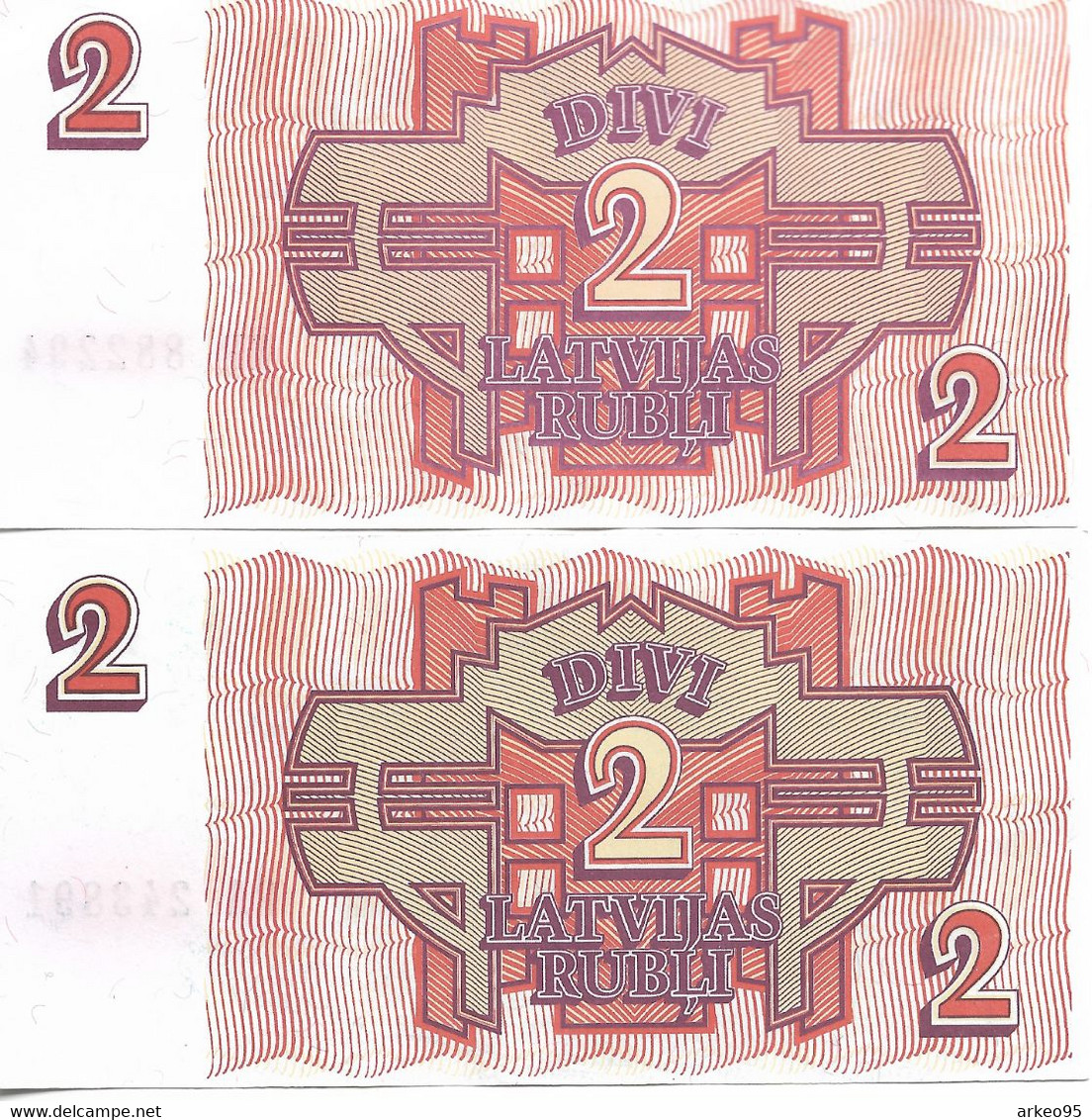 Lot De 2 Billets De 2 Rublis De Lettonie 1992 - Letonia