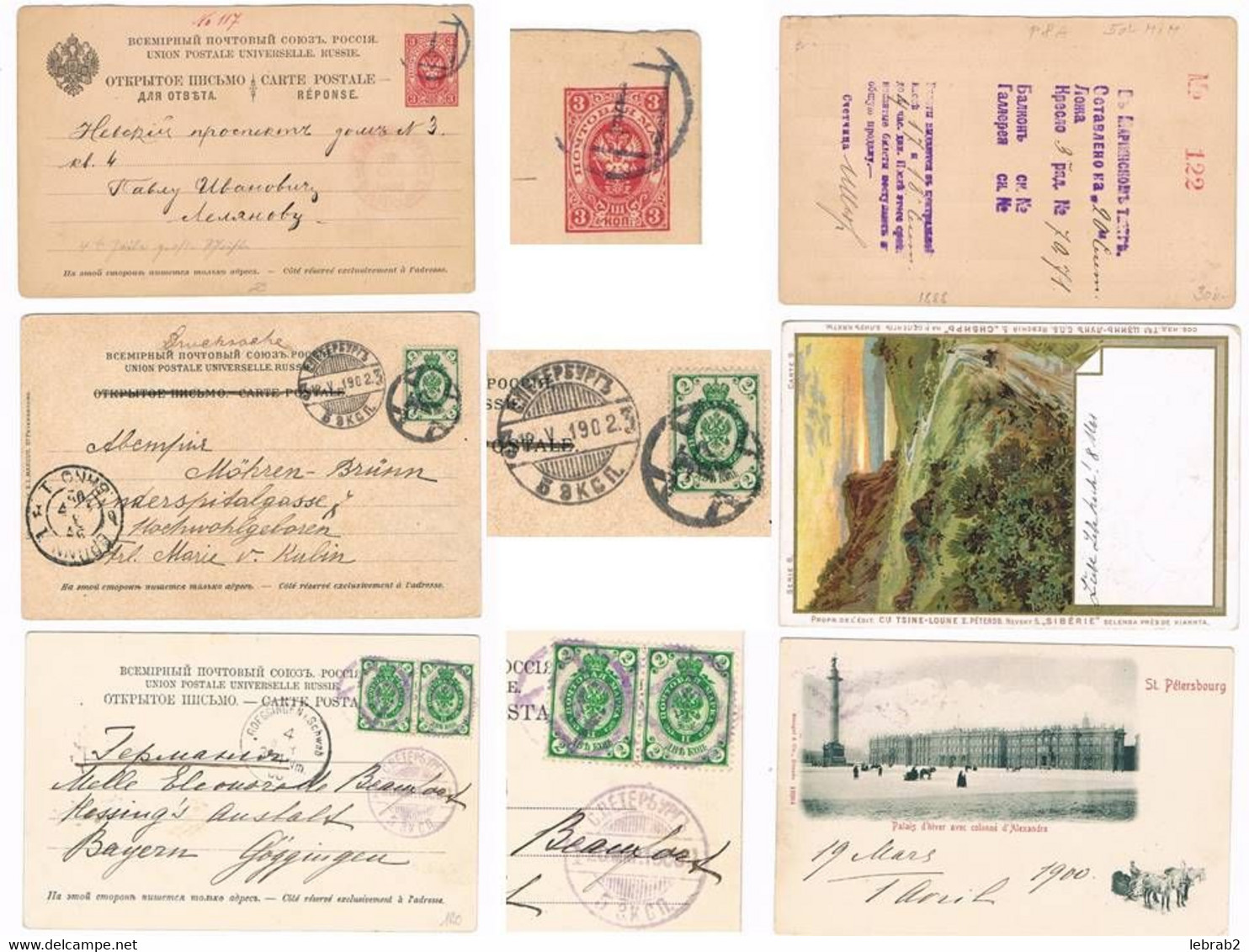 Russland, 3 Int. Karten Petersburg M Nummernstempel; E135a - Briefe U. Dokumente