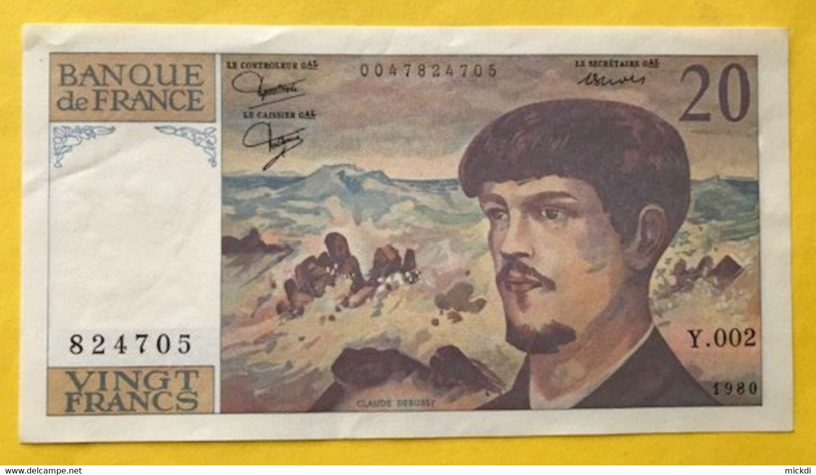 BILLET 20 FRANCS DEBUSSY 1980 FRANCE - 824705 Y.002 - 20 F 1980-1997 ''Debussy''