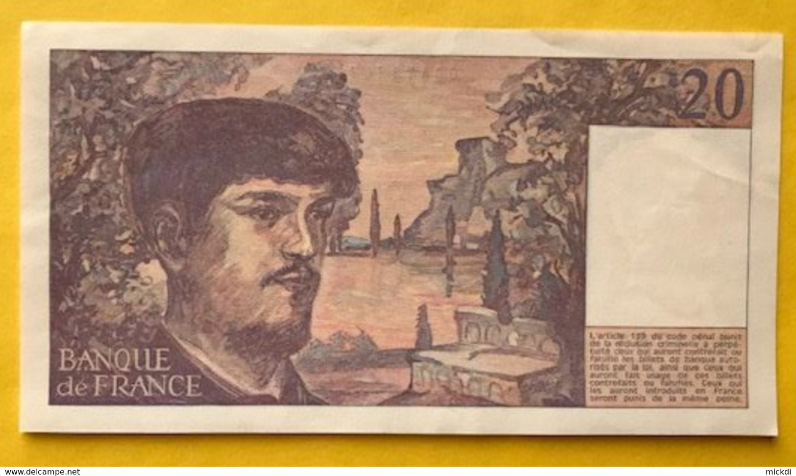 BILLET 20 FRANCS DEBUSSY 1980 FRANCE - 824705 Y.002 - 20 F 1980-1997 ''Debussy''