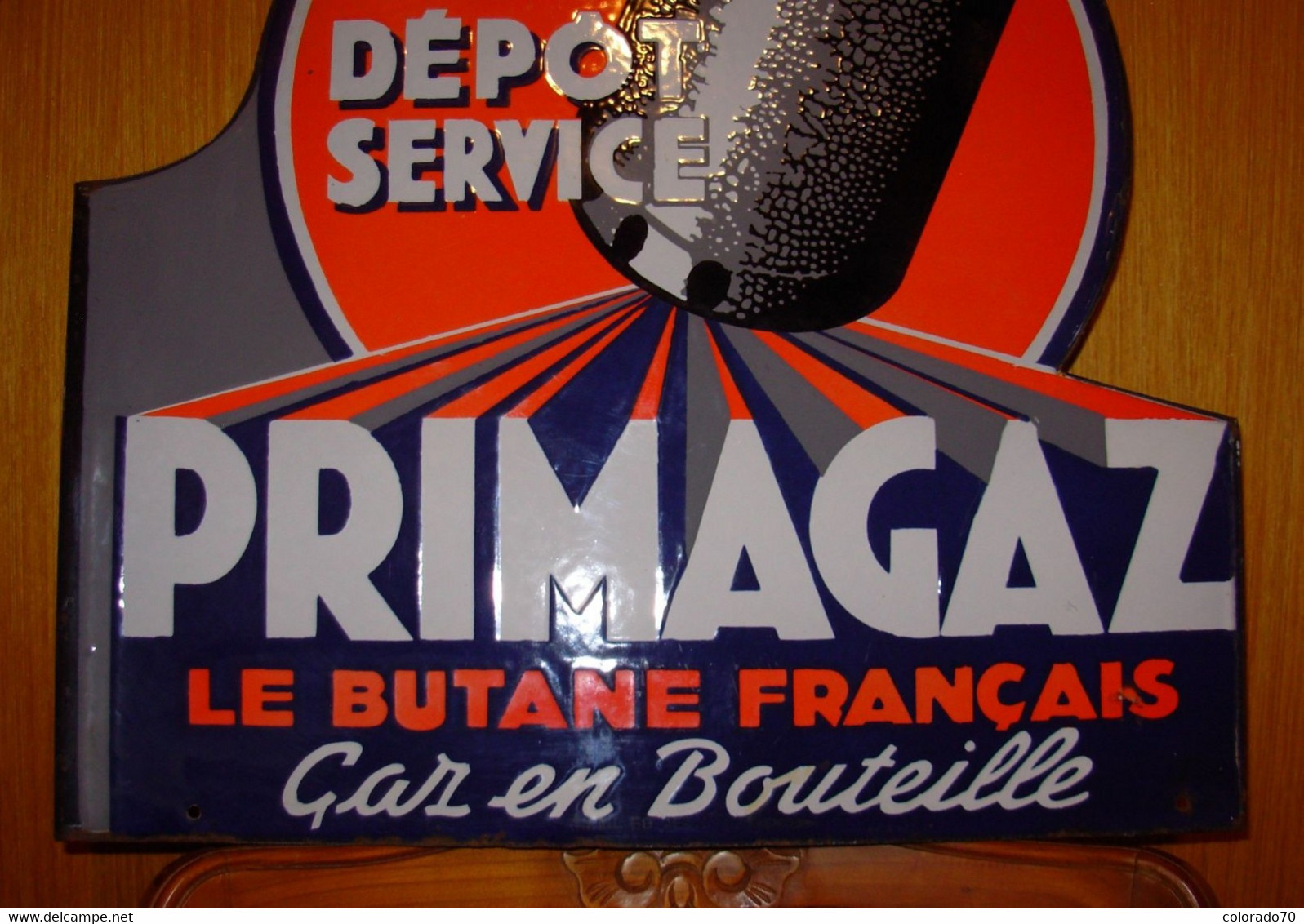 PLAQUE PUBLICITAIRE émaillée  PRIMAGAZ  LILOR(recto- Verso ) Rare Et Comme Neuve  (descriptif) - Targhe Smaltate (a Partire Dal 1961)