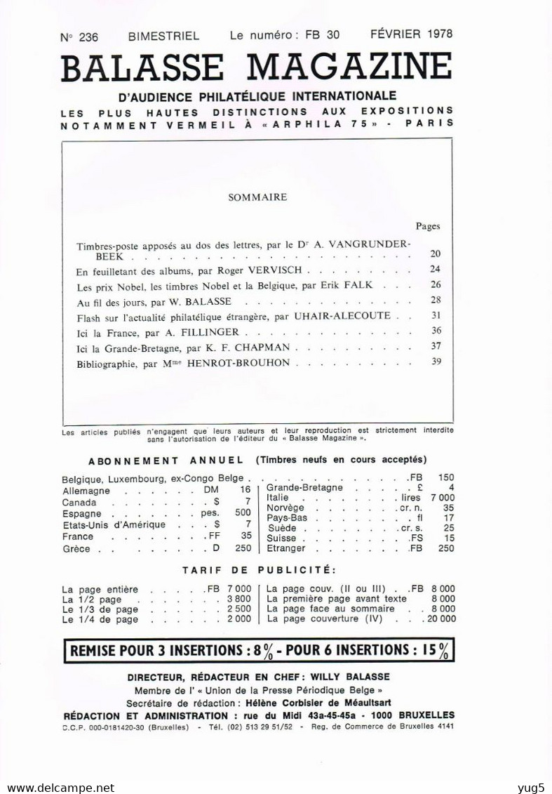 BALASSE MAGAZINE N°236 à 289 (dernière Parution 12/1986) Complet - Francés