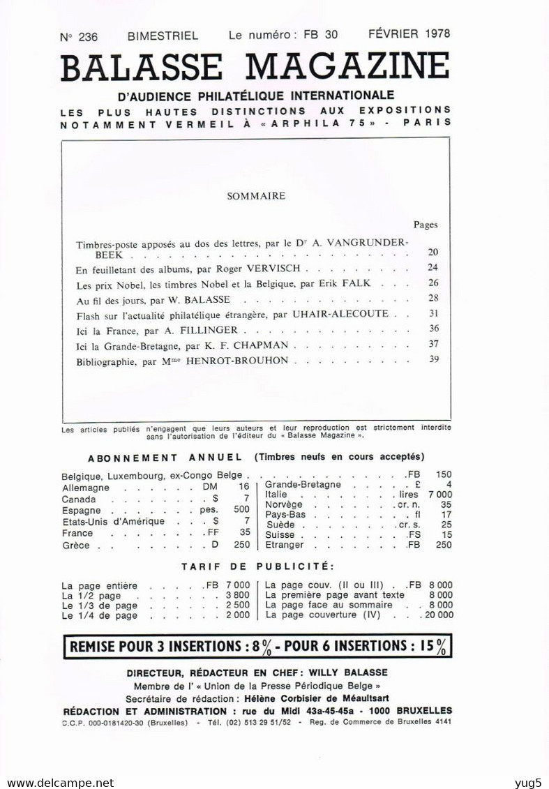 BALASSE MAGAZINE N°236 à 289 (dernière Parution 12/1986) Complet - Francese