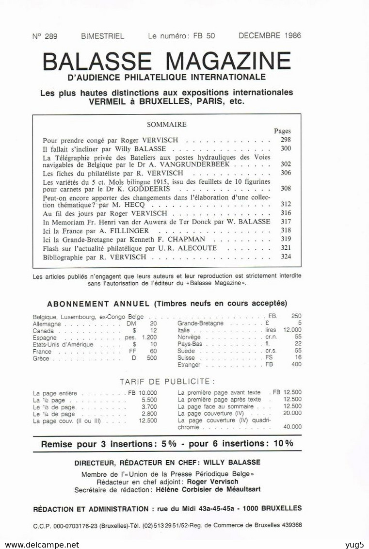 BALASSE MAGAZINE N°236 à 289 (dernière Parution 12/1986) Complet - Französisch