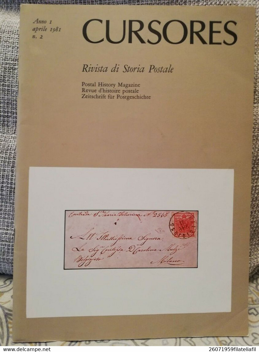 CURSORES RIVISTA DI STORIA POSTALE N. 2 ANNO I APRILE 1981..IL TERZO NUMERO - Italian
