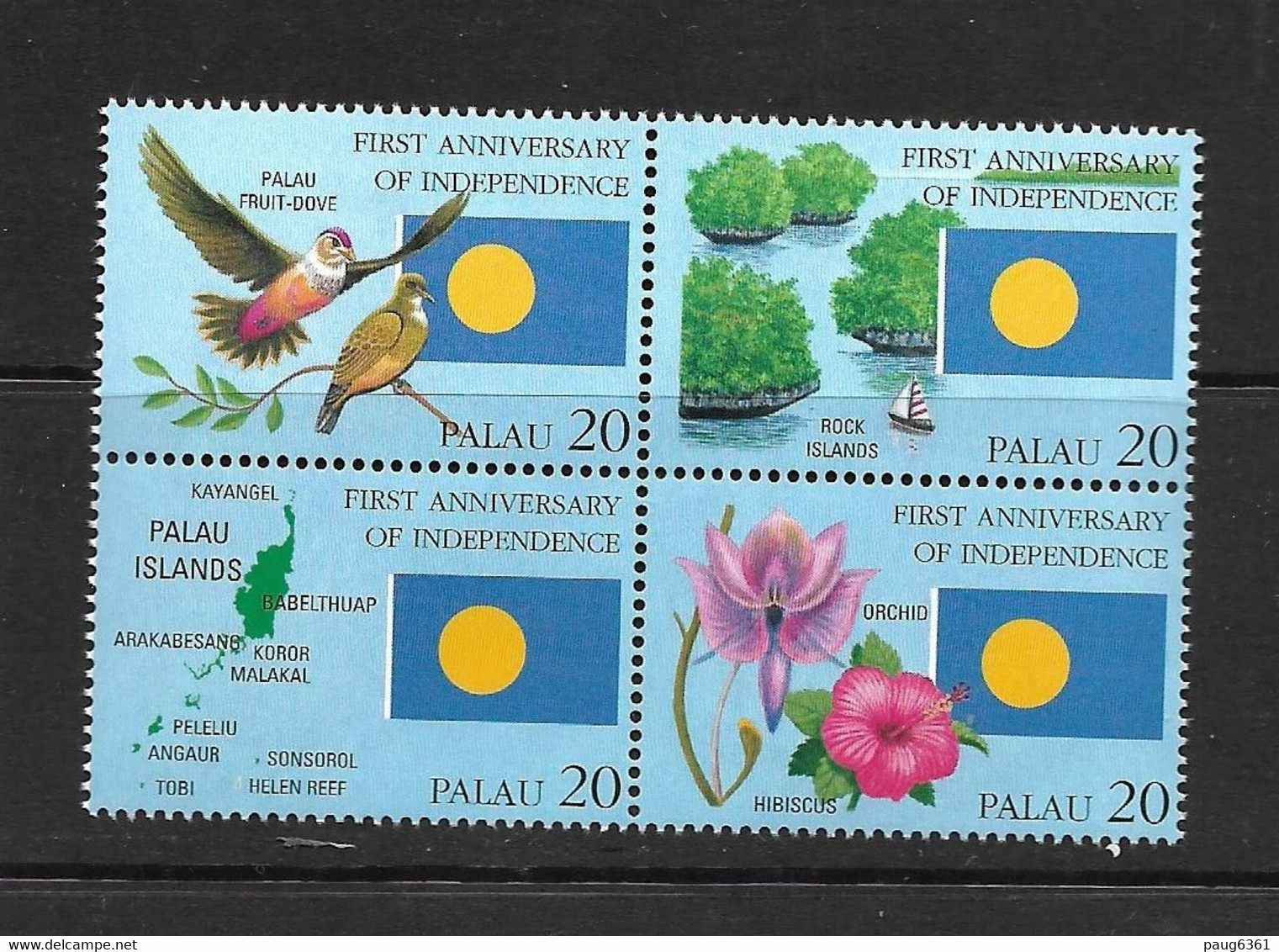 PALAU 1995 DRAPEAUX-FLEURS-OISEAUX YVERT N°841/44 NEUF MNH** - Stamps