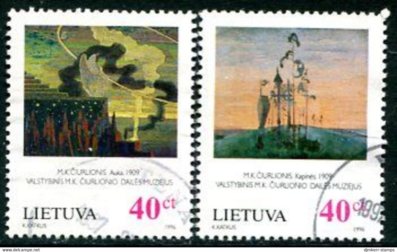 LITHUANIA 1996 Ciurlionis Paintings Used. Michel 617-18 - Lituania