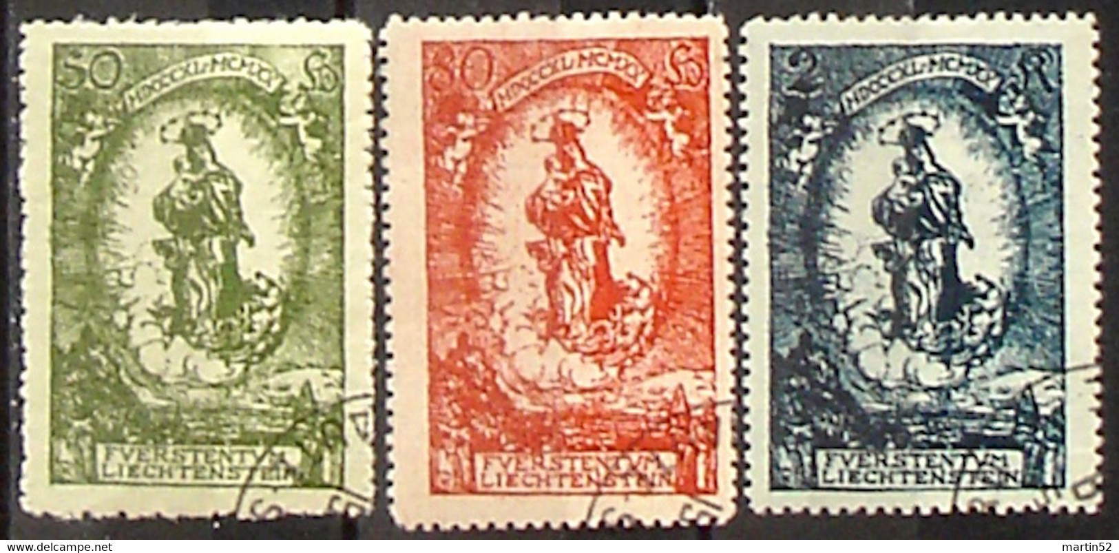 Liechtenstein 1920: "Madonna Ob Vaduz" Zum 80.Geburtstag Von Fürst Johann II.(1840-1928) No. 40-42 O (Zumstein CHF 7.50) - Errores & Curiosidades