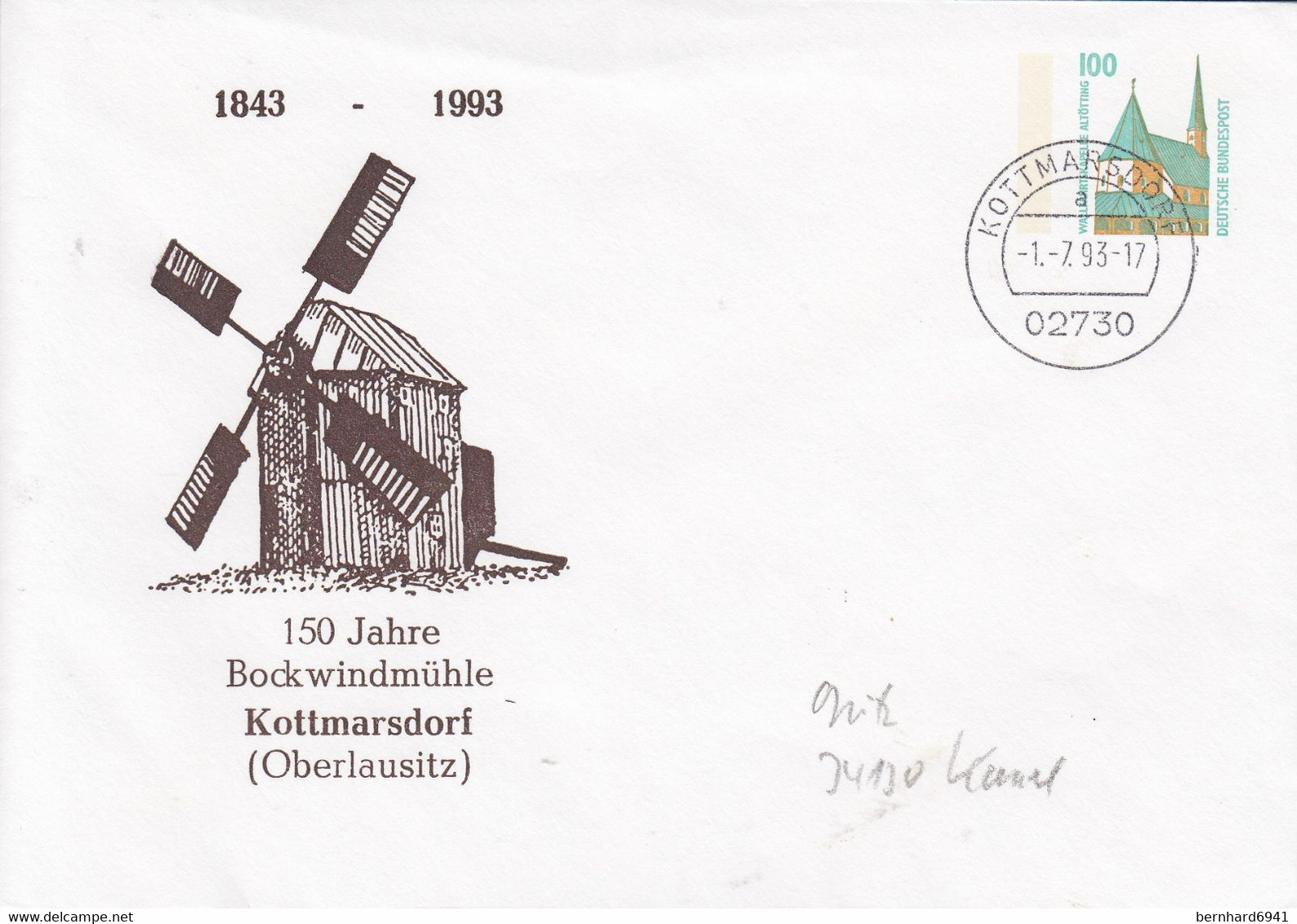 PU 290Y C2/28  1843 - 1993 150 Jahre Bockwindmühle (Oberlausitz), Kottmarsdorf - Sobres Privados - Usados