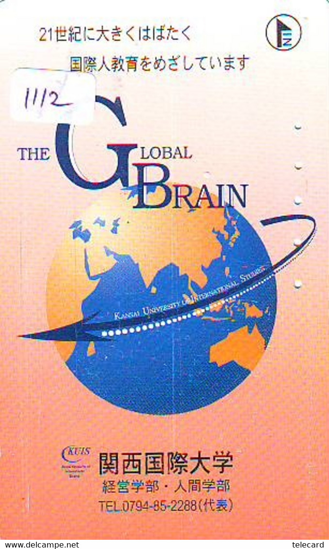 TELECARTE JAPAN *  ESPACE (1112) GLOBE * SATELLITE * TERRESTRE * MAPPEMONDE * Telefonkarte Phonecard JAPAN * - Raumfahrt