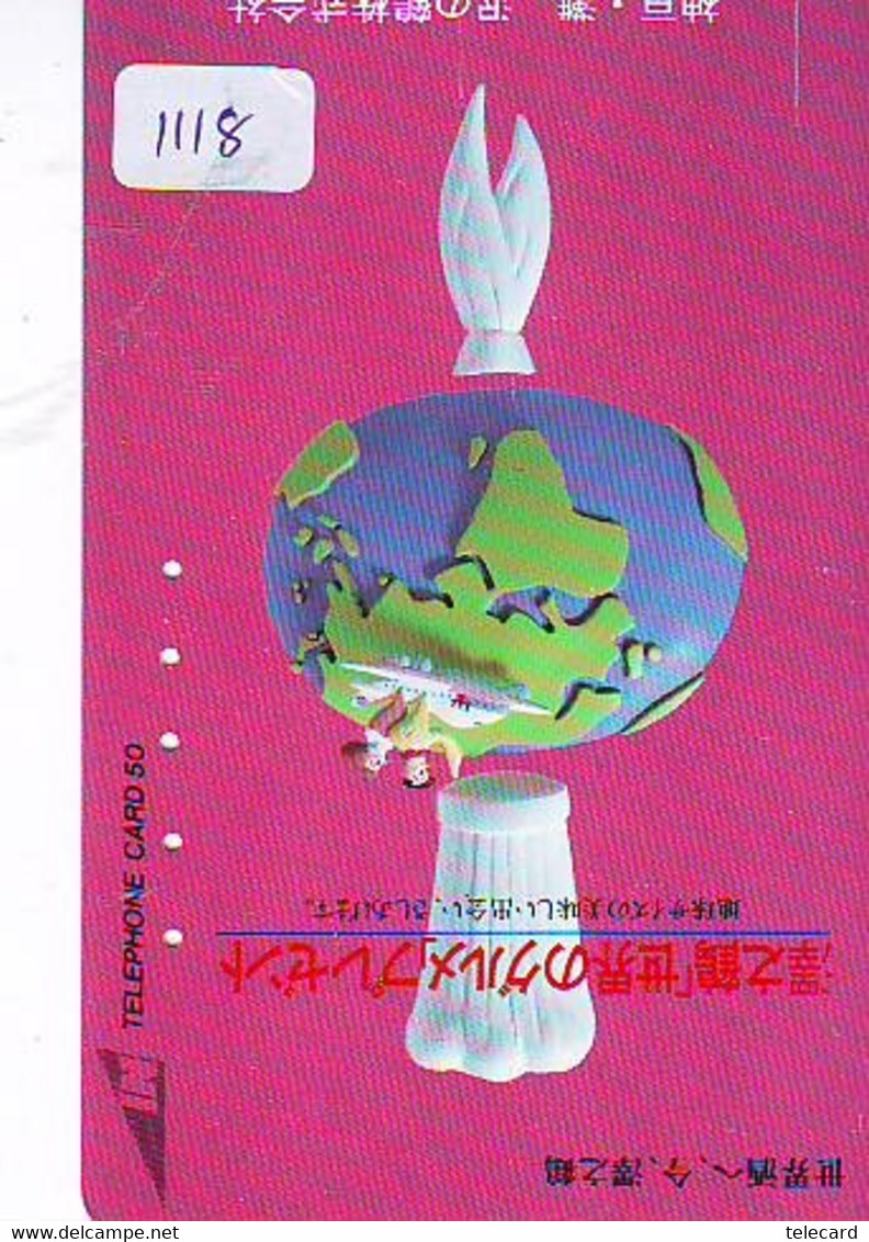 TELECARTE JAPAN *  ESPACE (1118) * GLOBE * SATELLITE * TERRESTRE * MAPPEMONDE * Telefonkarte Phonecard JAPAN * - Space