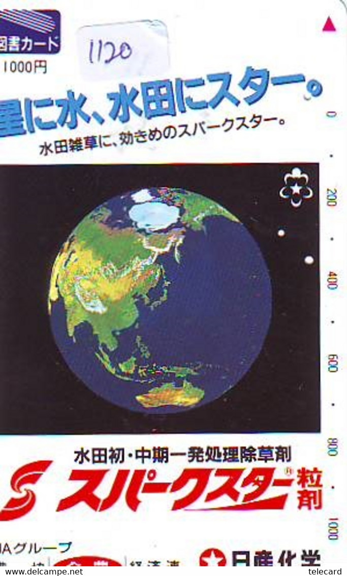 TELECARTE JAPAN *  ESPACE (1120) * GLOBE * SATELLITE * TERRESTRE * MAPPEMONDE * Telefonkarte Phonecard JAPAN * - Espacio