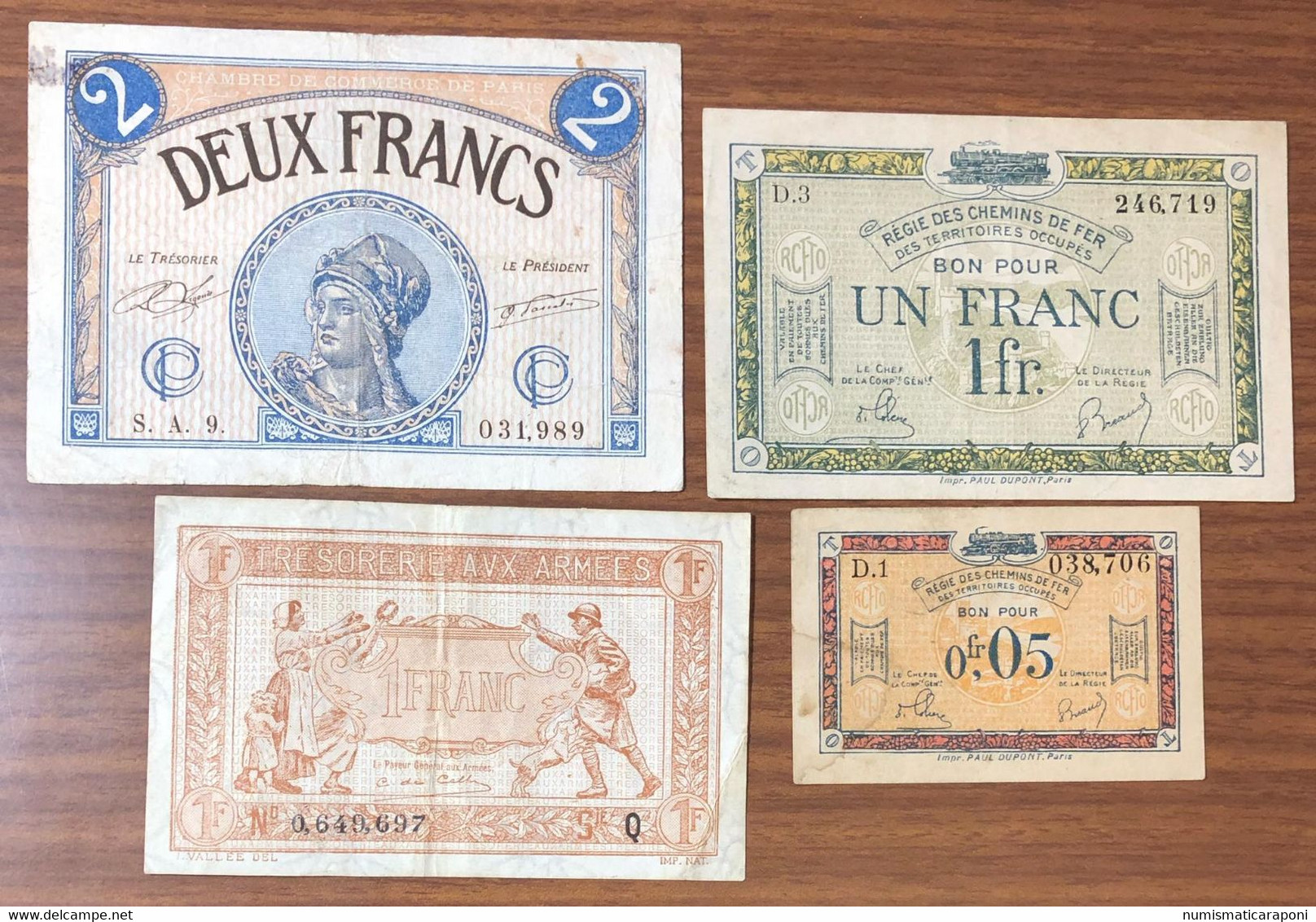 FRANCIA France 2 FRANCS 1922 + 1 Francs + 0,05 Chemins De Fer + 1 Francs Tresorerie Aux Armees LOTTO 2520 - Non Classés