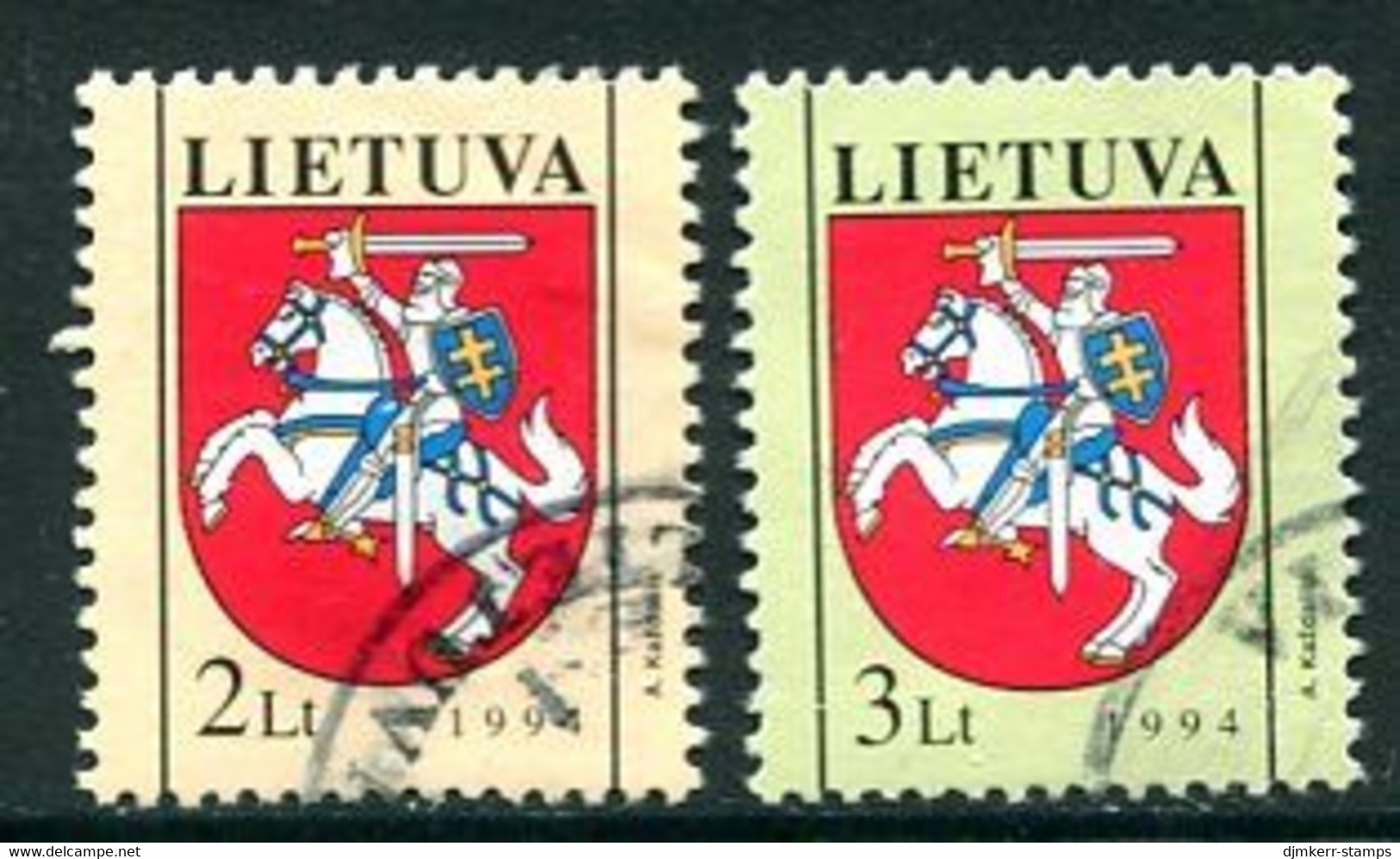 LITHUANIA 1994 Arms Definitife 2 L., 3 L. Used.  Michel 561-62 - Lituania