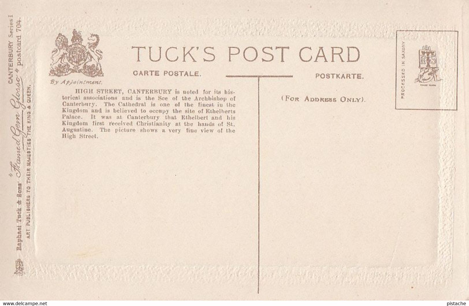 England Kent Canterbury - Animation - By R. Tuck & Sons - Series Famed Gem Glosso No. 704 - VG Condition - 2 Scans - Canterbury