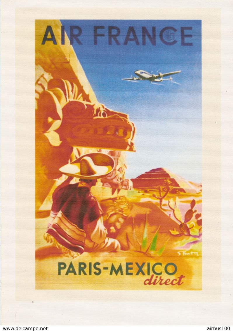 AIR FRANCE PARIS MEXICO DIRECT - 21 X 30 Cm - REPRO D'UNE AFFICHE VINTAGE IMPRIMÉE SUR TOILE - Posters