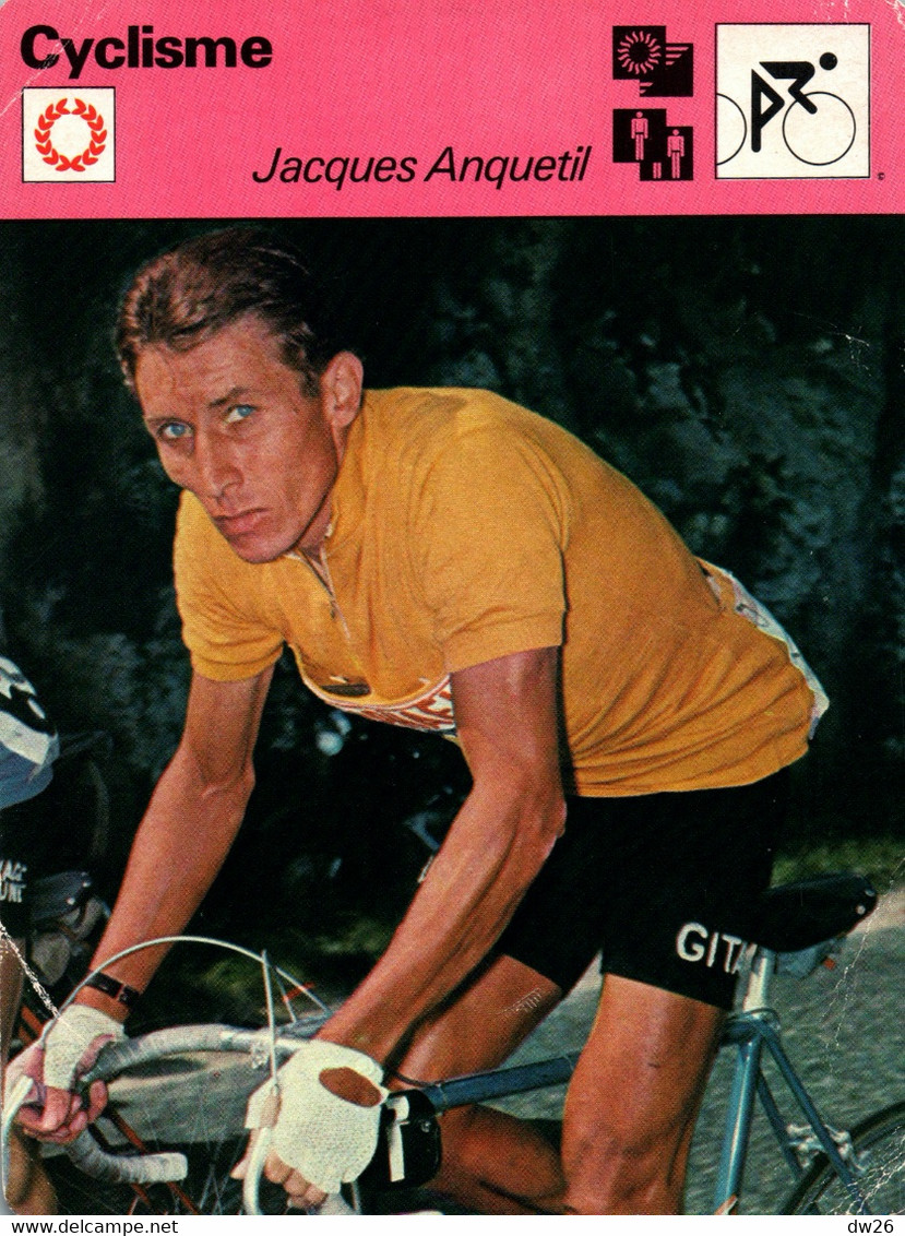 Fiche Sports: Cyclisme - Jacques Anquetil En Maillot Jaune - 5 Victoires Sur Le Tour De France - Sport