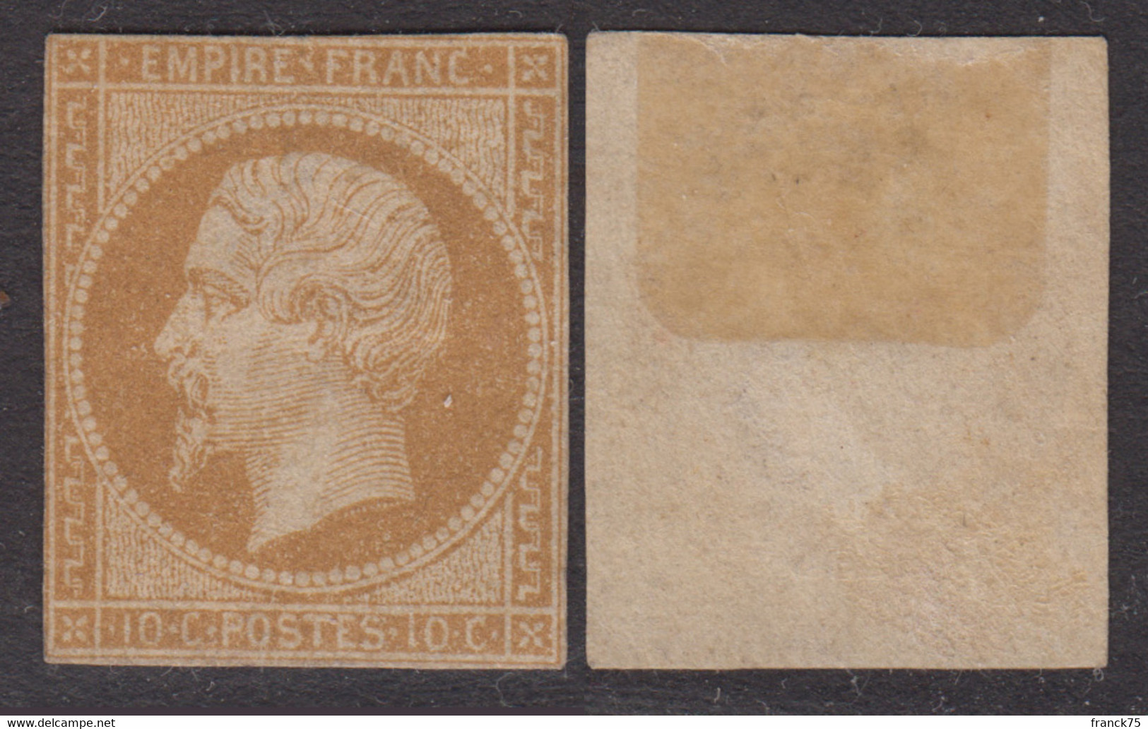 10c Empire ND Au Type II Neuf (*) Sans Gomme (Y&T N° 13B, Cote Sans Gomme: 300€) - 1853-1860 Napoléon III