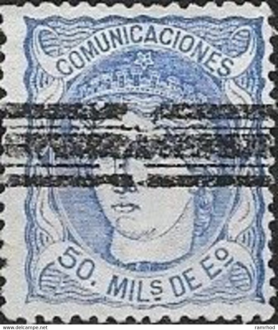 SPAIN 1870 Queen Isabella - 50m - Blue FU - Sonstige & Ohne Zuordnung