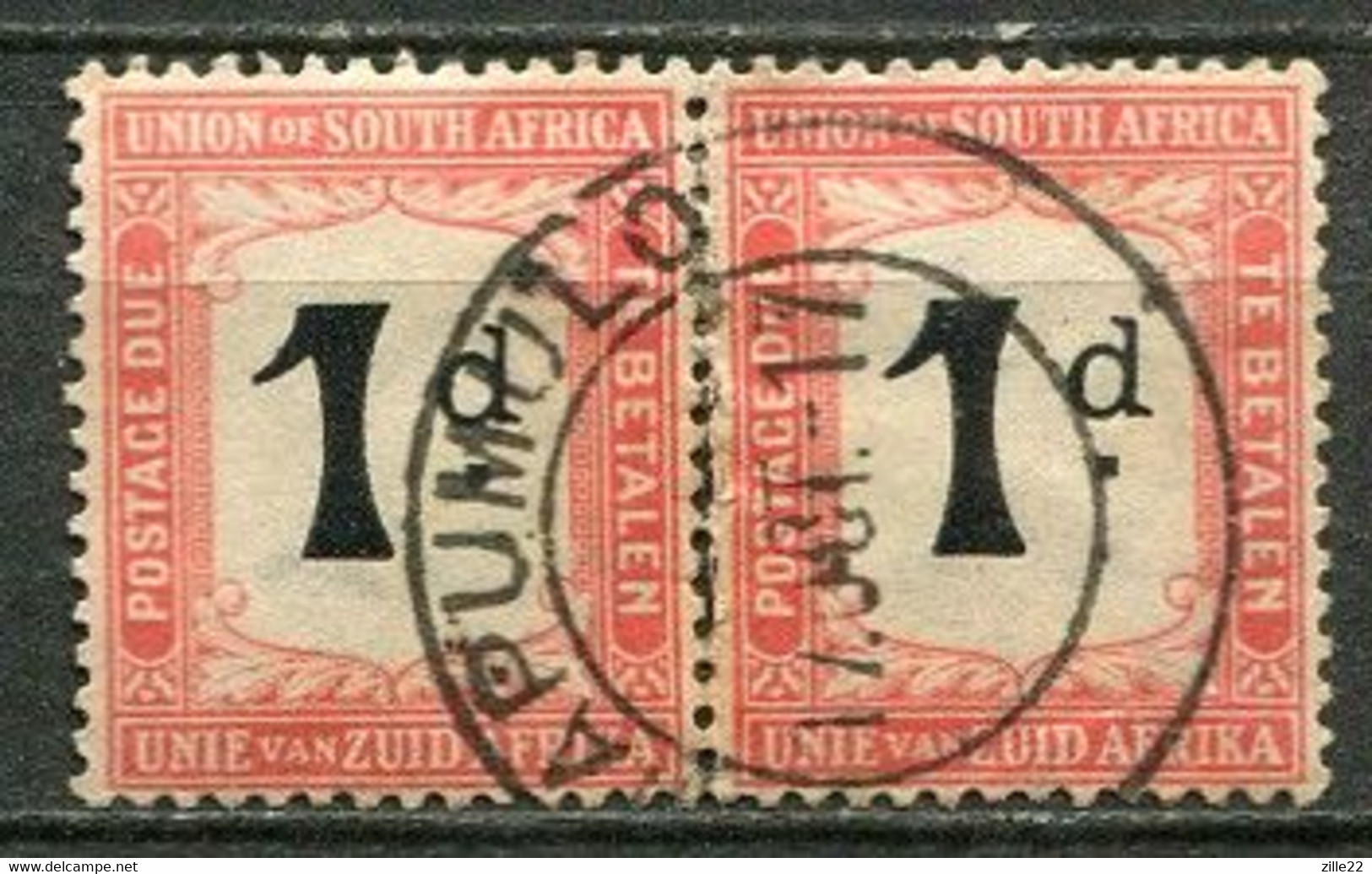 Union Of South Africa Postage Due, Südafrika Portomarken Mi# 2 Gestempelt/used - Pair - Postage Due