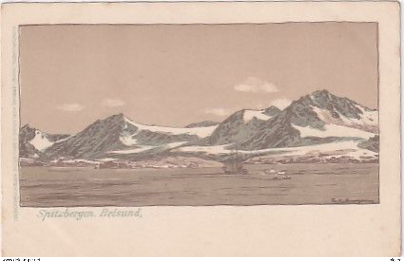 Spitzbergen - Belsund - Ship - Litho - Signed           (A-286-200724) - Norway