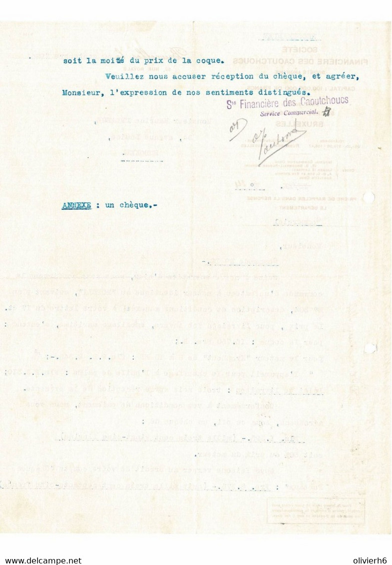 VP COURRIER BELGIQUE 1926 (V2030) SOCIETE FINANCIERE DES CAOUTCHOUCS (1 Vue) BRUXELLES Rue Royale, 52 - Printing & Stationeries