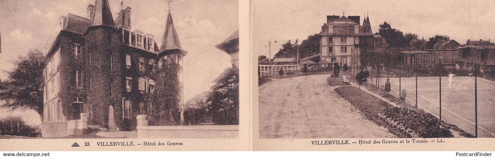 Villerville Sur Mer L'Hotel Des Graves Dinner Menu 3x Postcard Book - Andere & Zonder Classificatie