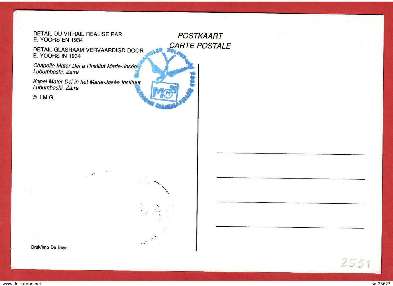 Belgien / Belgique  1993  Mi.Nr. 2551 , Glasfenster Von Eugeen Yoors - Maximum Card - Antwerpen 19-03-1993 - 1991-2000