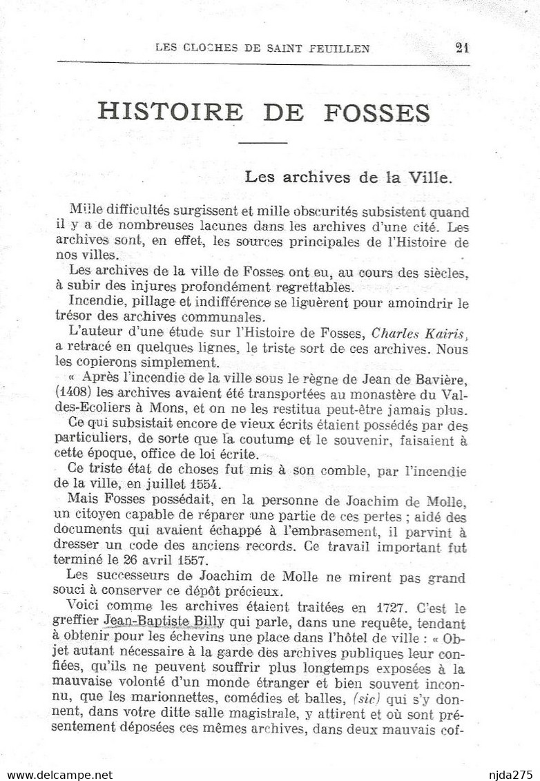 Fosses La Ville: 12 N° De La  Revue Mensuelle  " Les Cloches De St.Feuillen " Année  1923 - 1900 - 1949