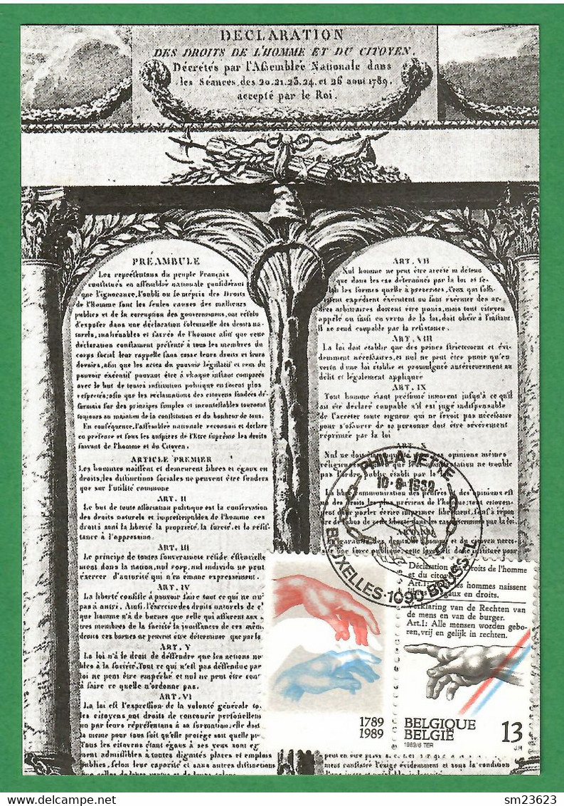 Belgien / Belgique  1989  Mi.Nr. 2379 , 200. Jahrestag Der Verkündung Der Menschenrechte - Maximum Card - 10-06-1989 - 1981-1990