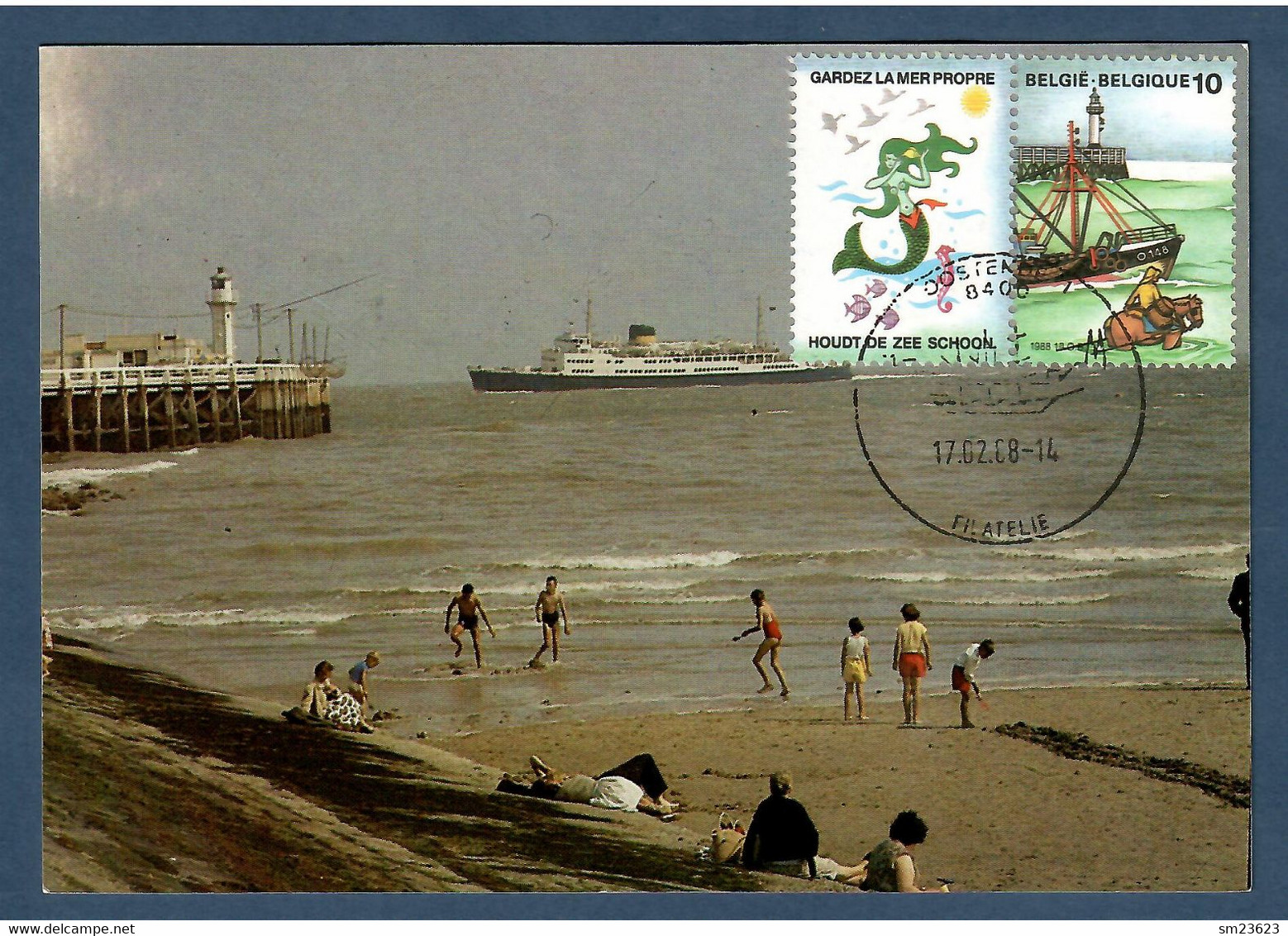 Belgien / Belgique  1988  Mi.Nr. 2325 , Das Meer - Oostende - Maximum Card - Oostende 17.02.1988 - 1981-1990