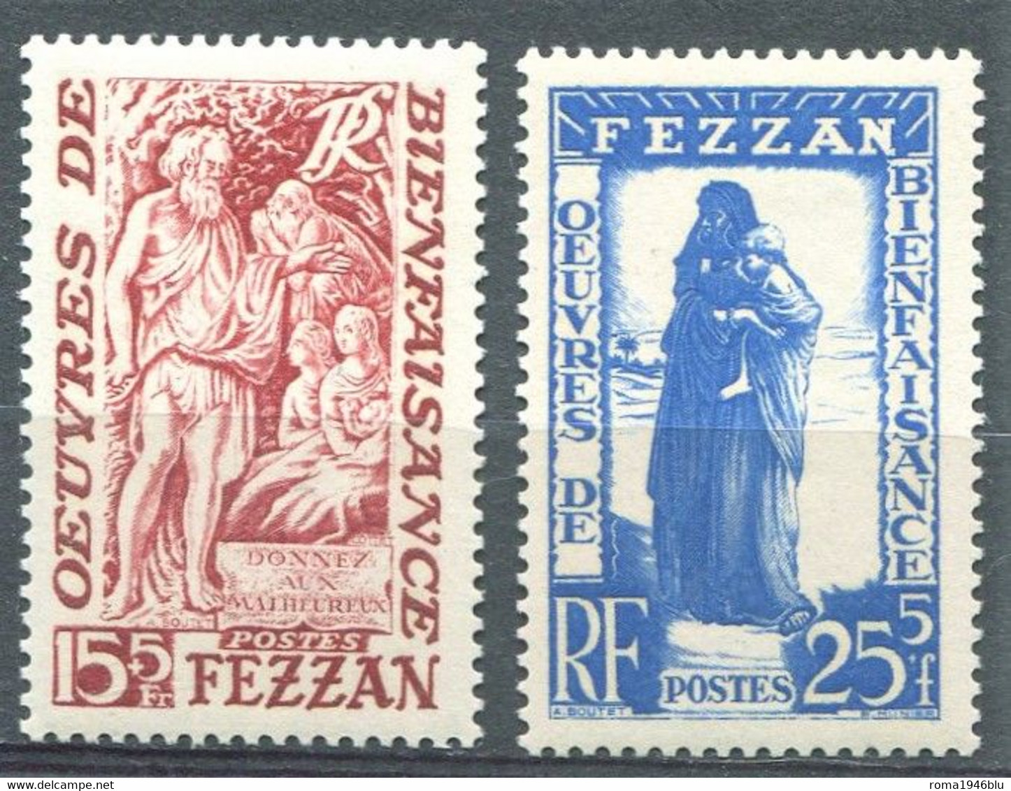 FEZZAN 1950 BENEFICIENZA SERIE CPL.  SASSONE 27/28  ** MNH - Fezzan & Ghadames