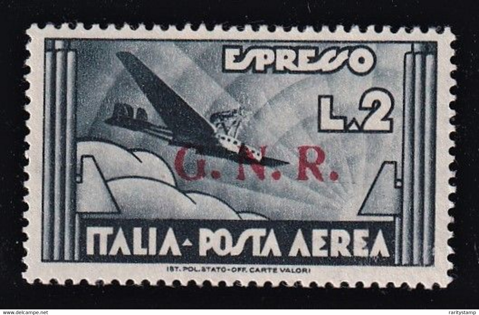 ITALIA 1944 REPUBBLICA SOCIALE GNR POSTA AEREA SASSONE S.1521 MNH ** NUOVI GOMMA INTEGRA CERTIFICATI LUSSO CV € 4.500 - Luftpost