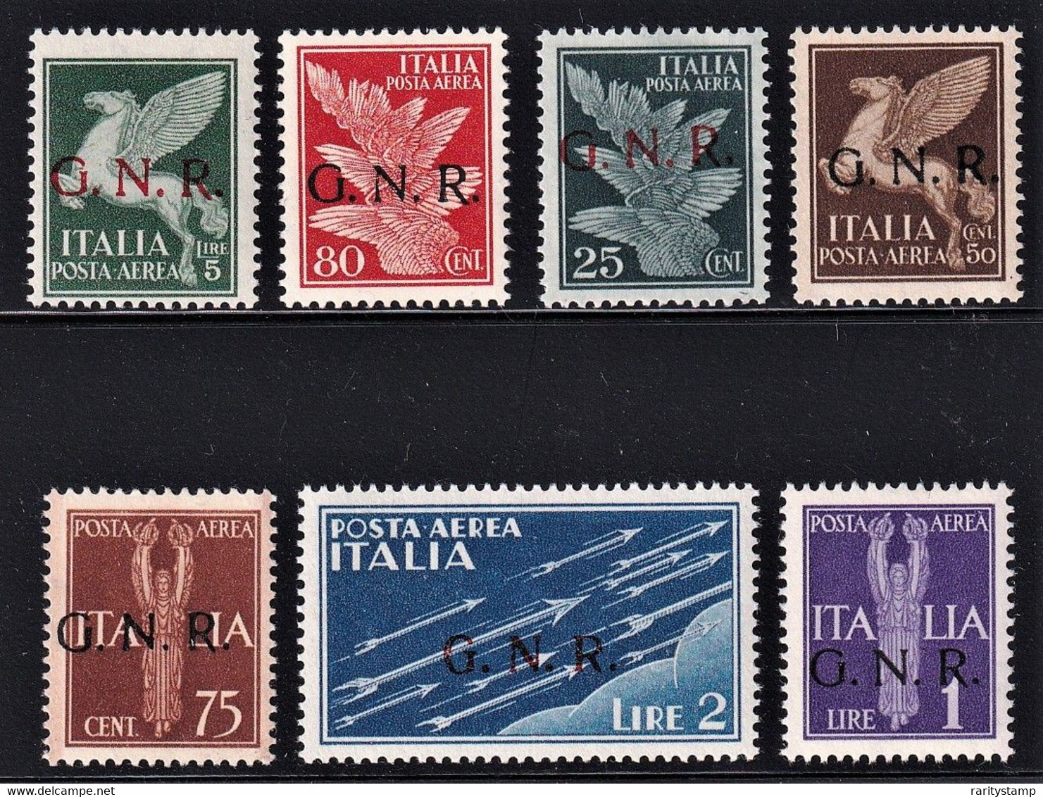 ITALIA 1944 REPUBBLICA SOCIALE GNR POSTA AEREA SASSONE S.1521 MNH ** NUOVI GOMMA INTEGRA CERTIFICATI LUSSO CV € 4.500 - Luftpost