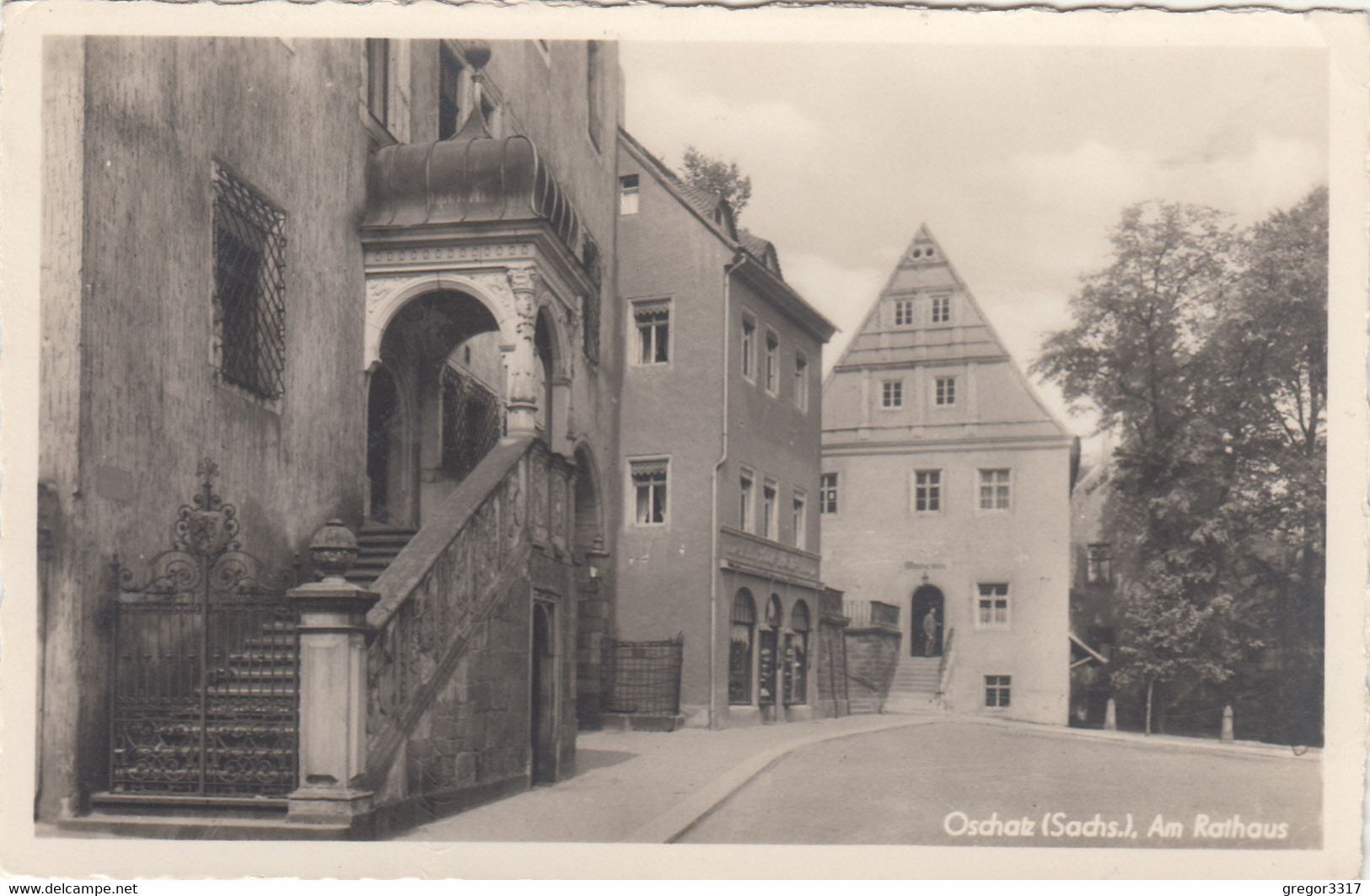 826) OSCHATZ - Sachs. - Am Rathaus - Tolle Sehr Alte S/W AK !! 01.03.1954 - Oschatz