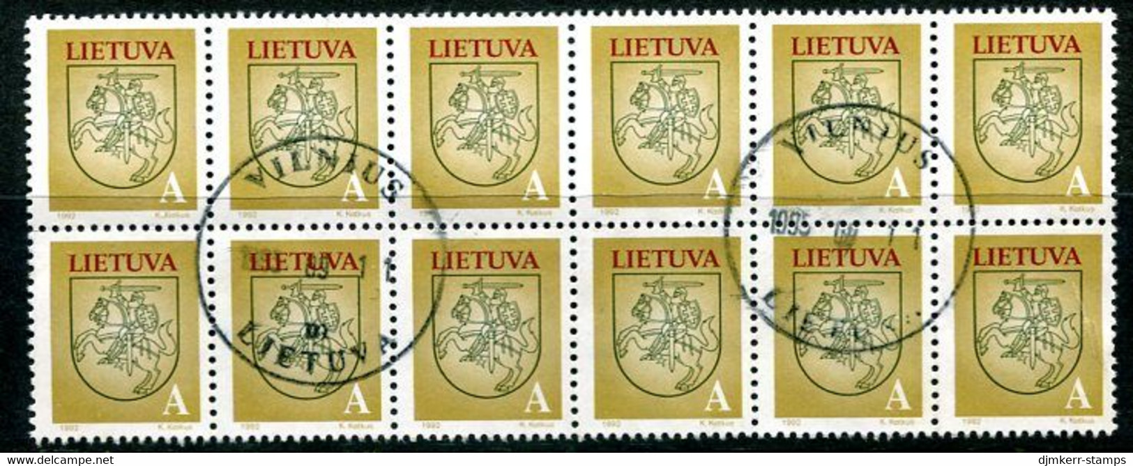 LITHUANIA 1993 Arms Definitive Rate A Block Of 12 Used.  Michel 531 - Lituania
