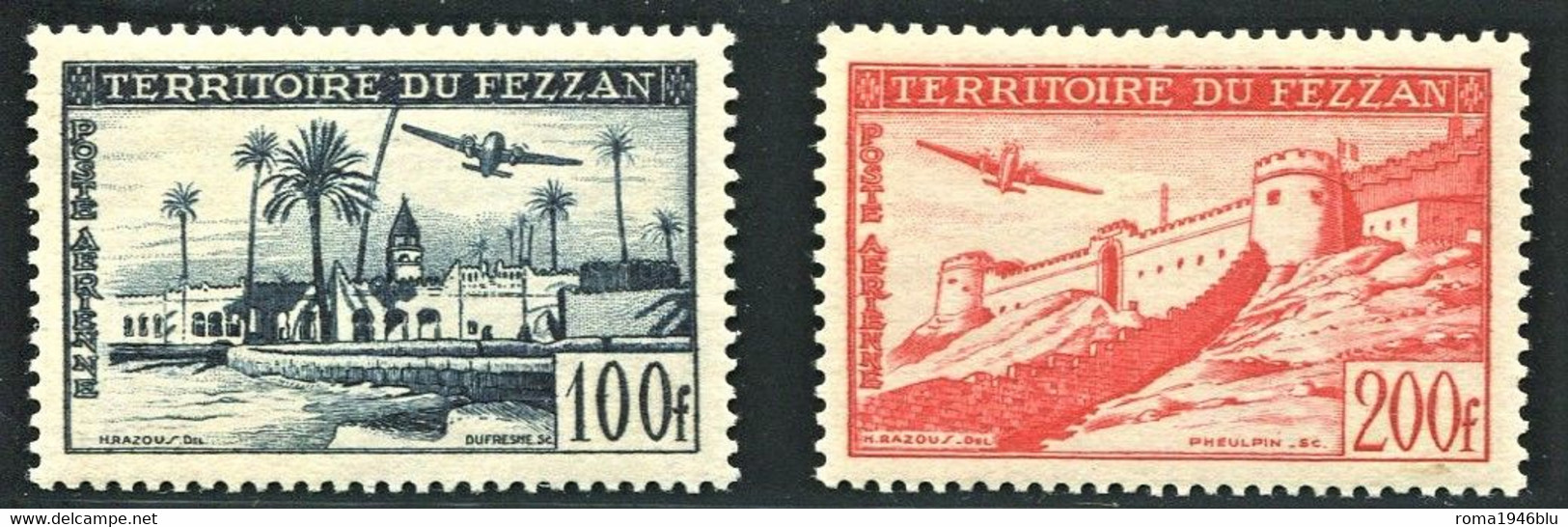 FEZZAN 1951  POSTA AEREA 2 V. SASSONE N. A3/A4 ** MNH - Fezzan & Ghadames