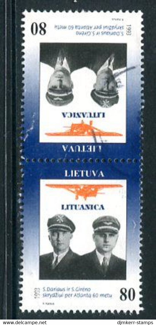 LITHUANIA 1993 Unity Day 80 C. Tate-beche Pair Used.  Michel 530 Kd - Lituania