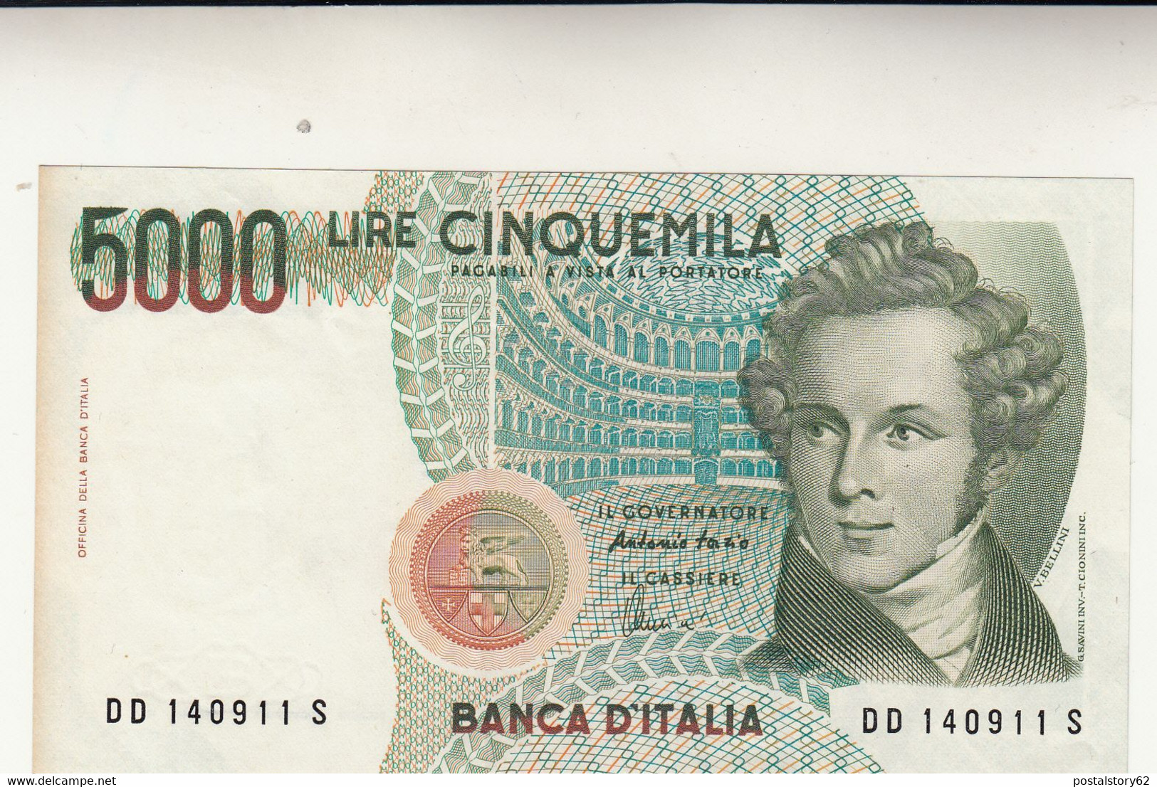 Rep. Italiana - Lire 5000 Vincenzo Bellini - Dec. 04-Gen. 1985 - 5000 Lire