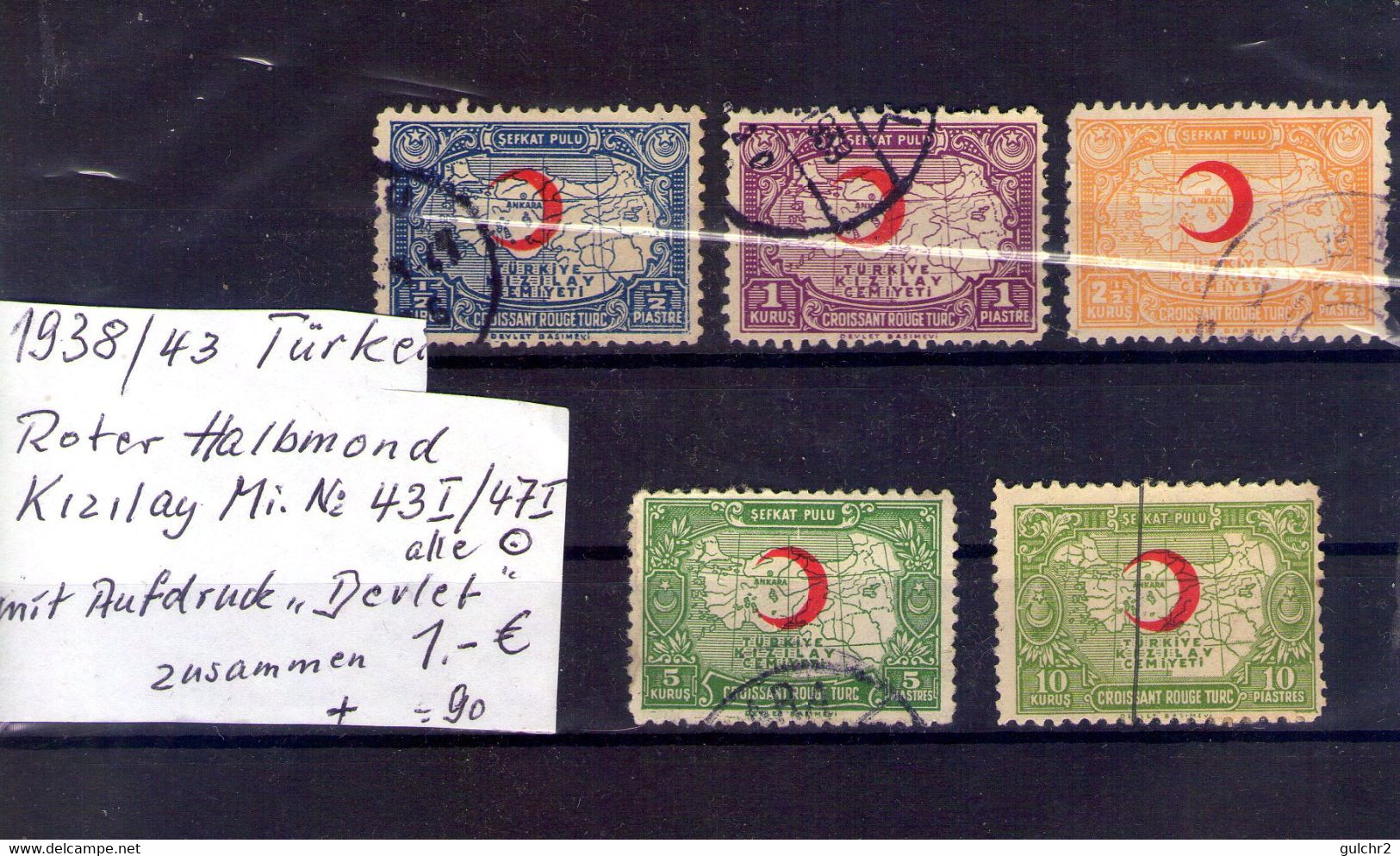 Türkey Michel Kizilay 43I,44I,45I,46I,47I Mit Aufdrück 'Devlet' - Used Stamps