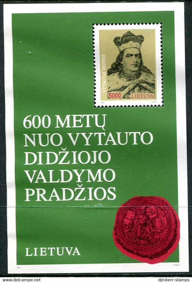 LITHUANIA 1993 Vytautas 600th Anniversary Block MNH / **.  Michel Block 3 - Lituanie