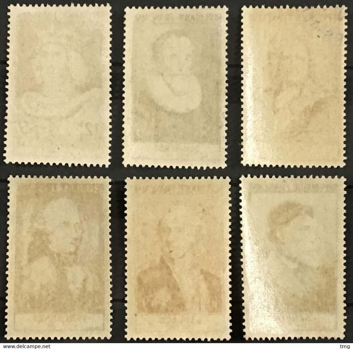 YT 1027 A 1032 (*) Obl 1955 Philippe-Auguste Malherbe Vauban Gravier Laplace Renoir (côte 150 Euros) – 5bleu - Gebraucht