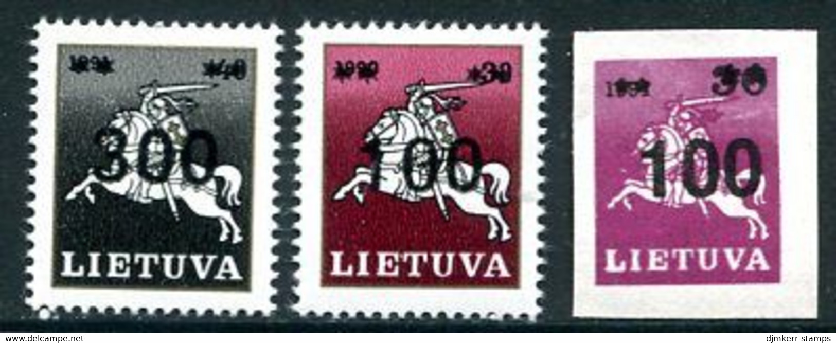 LITHUANIA 1993 Surcharges (3) MNH / **.  Michel 514-15, 522 - Lituania