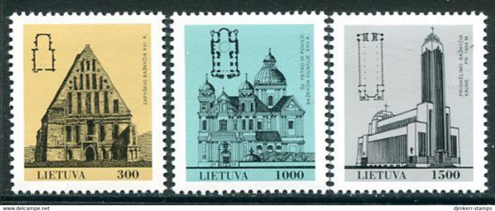 LITHUANIA 1993 Architecture; Churches MNH / **.  Michel 511-13 - Lithuania