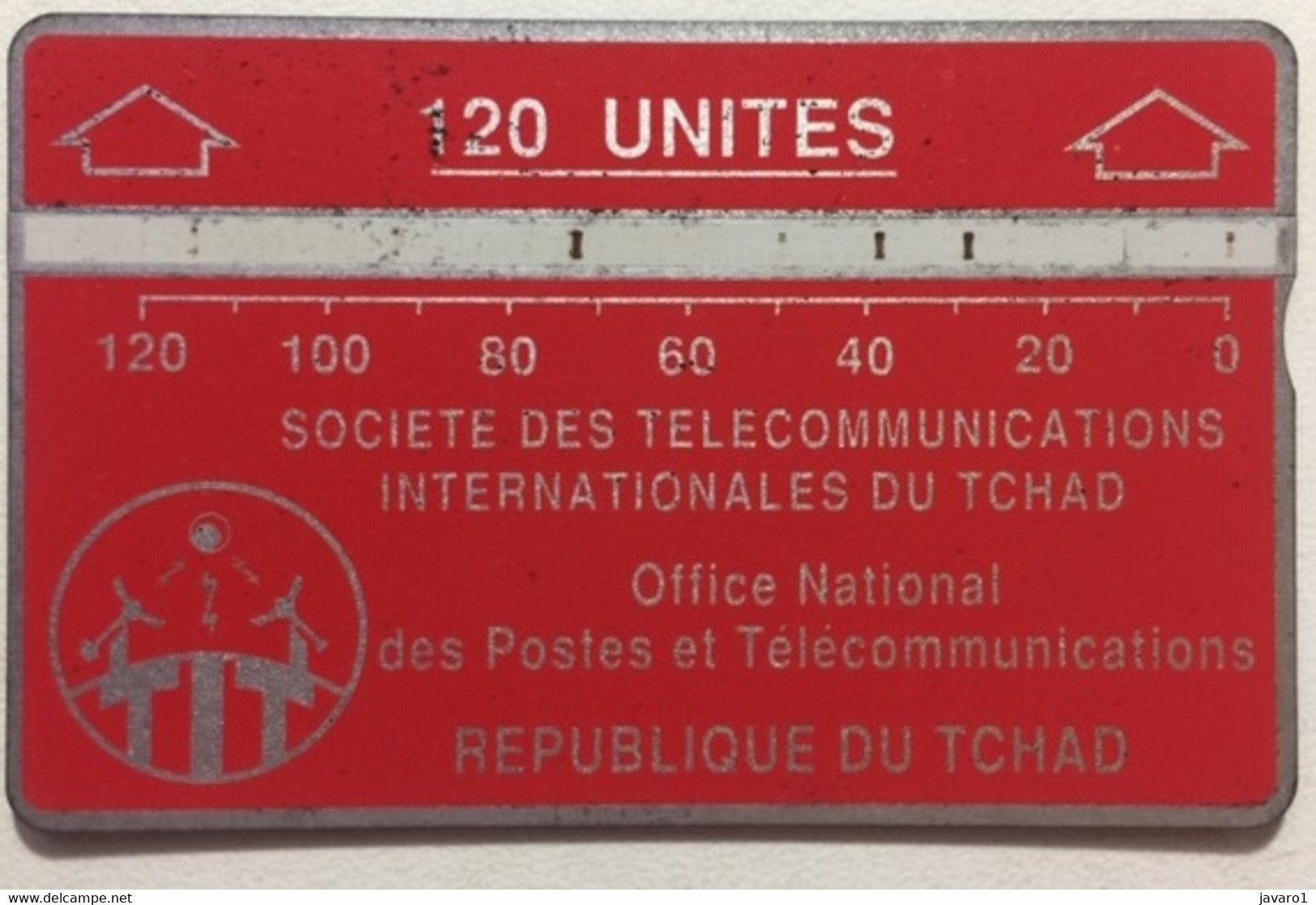 TCHAD : CHD06C 120 U Red Notched Typo 244C USED - Tchad