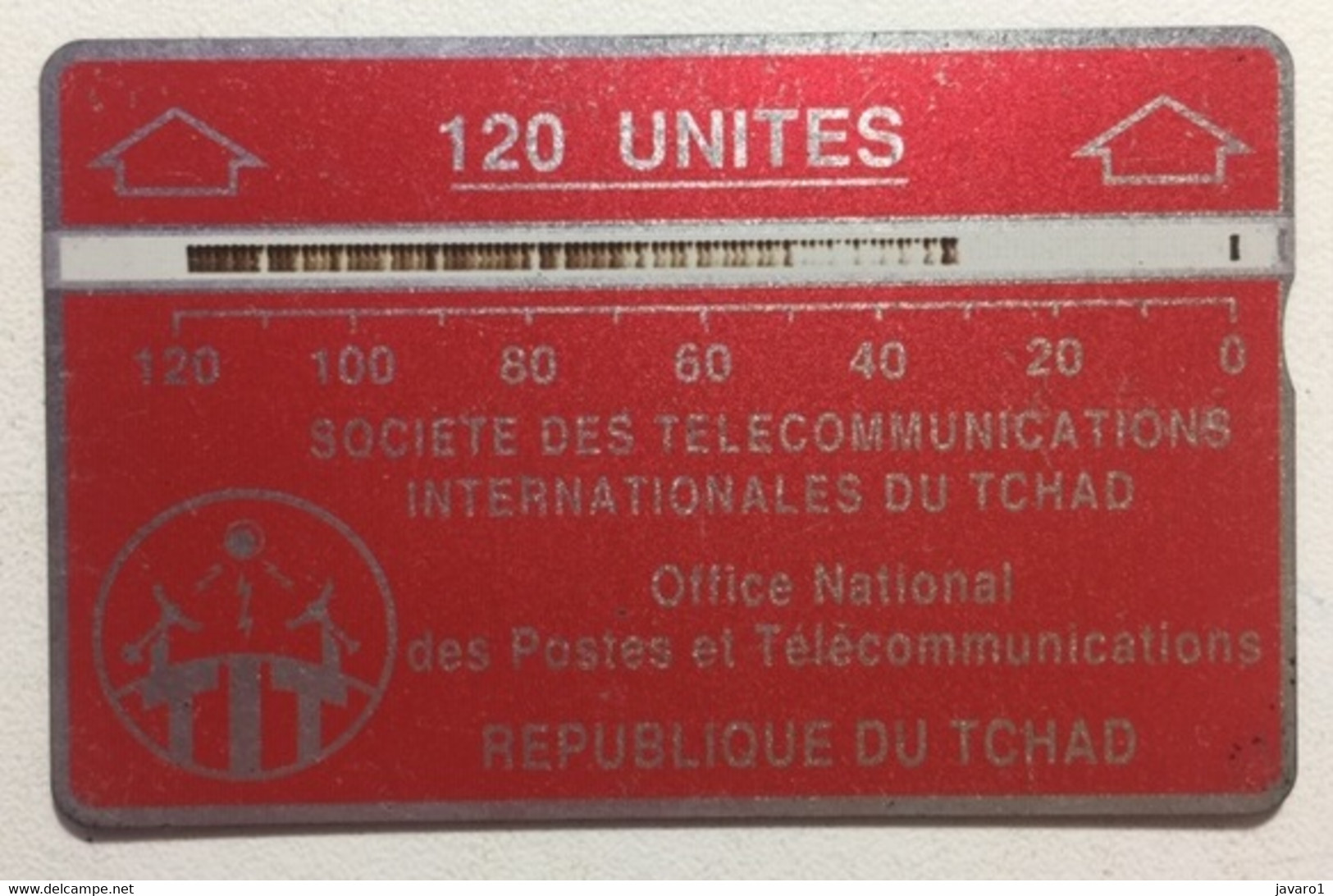 TCHAD : CHD06B 120 U Red Notched Typo 009B USED - Tschad