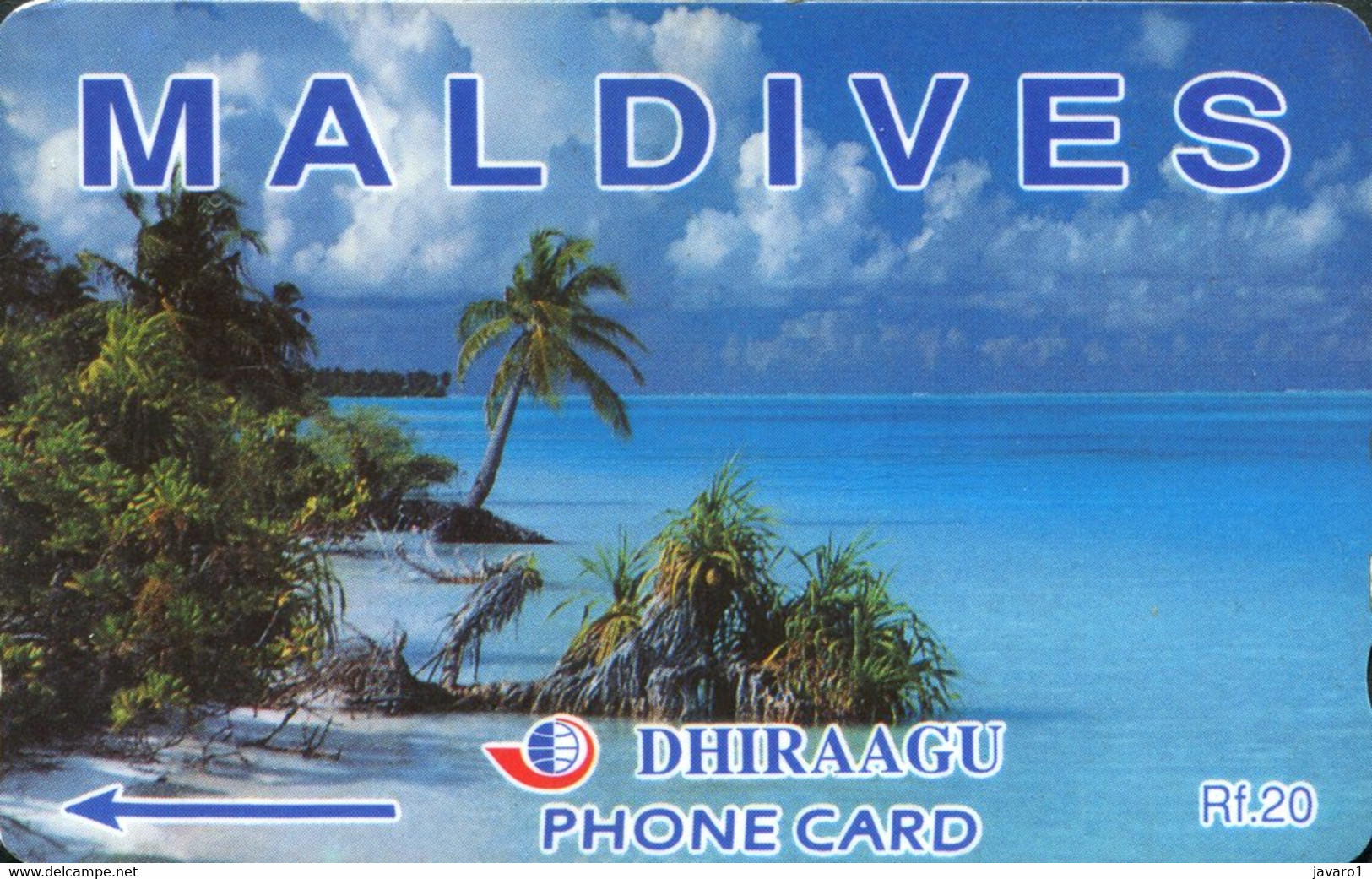 MALDIVES : MLD004D Rf.20  DHIRAAGU Beach MINT - Maldiven