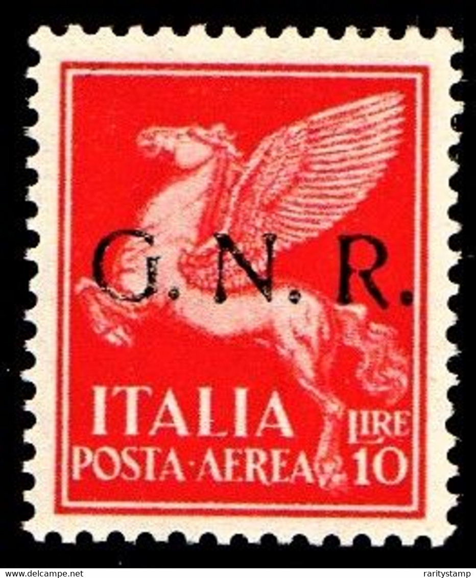 ITALIA 1944 REPUBBLICA SOCIALE GNR POSTA AEREA LIRE 10 SASSONE N. 124 TIR. VERONA NUOVO GOMMA INTEGRA CERTIFICATO LUSSO - Luftpost