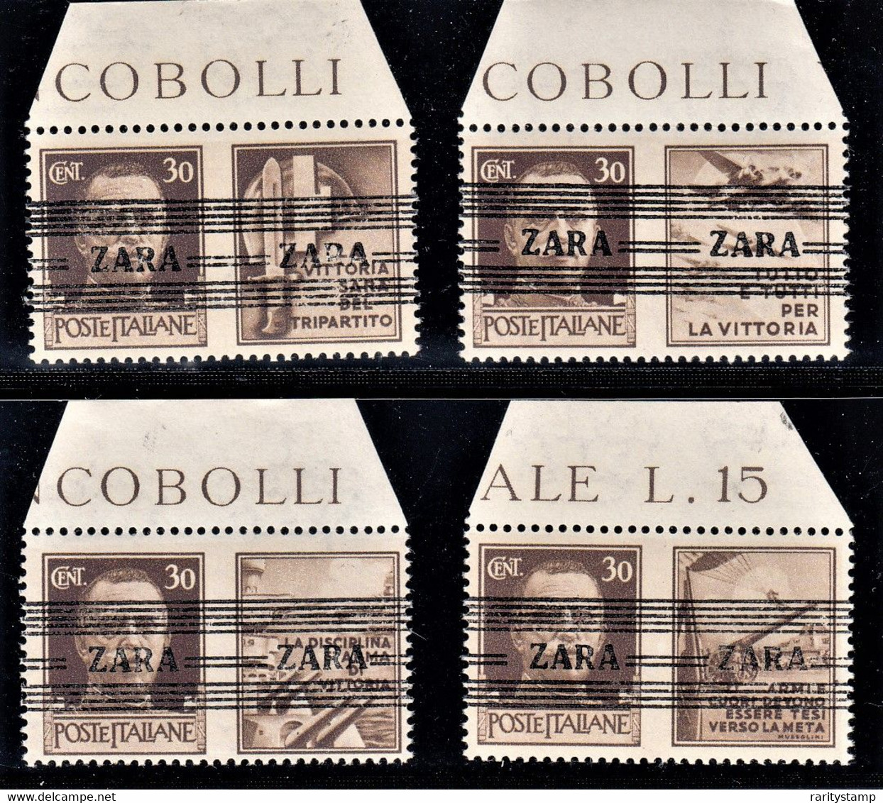 ITALIA 1943 OCC. TEDESCA ZARA 30C BF MNH ** SASSONE N. 31/34 SPLENDIDI E CERTIFICATI HOFFMANN CV € 320 - Ocu. Alemana: Zara