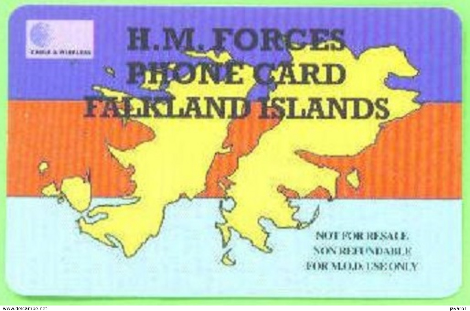FALKLANDS : FLKA04 20min H.M. FORCES FALKLAND ISLANDS (GREY C+W Logo) USED Exp: 3 MONTHS - Falkland Islands